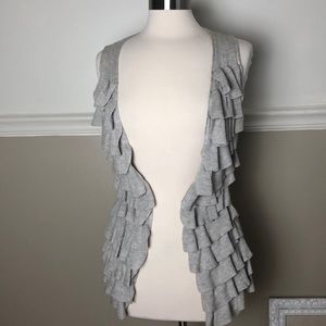 J Crew sleeveless ruffle cardigan vest